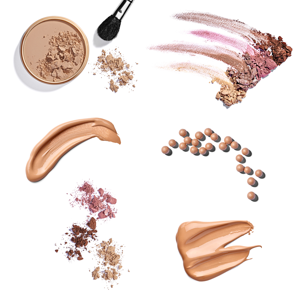 collection of various make up powder samples on white background. each one is shot separately collection of various make up powder samples on white background. each one is shot separately